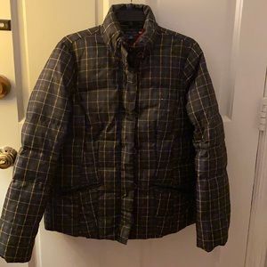Tommy Hilfiger Plaid Zip Puffy Bomber Coat